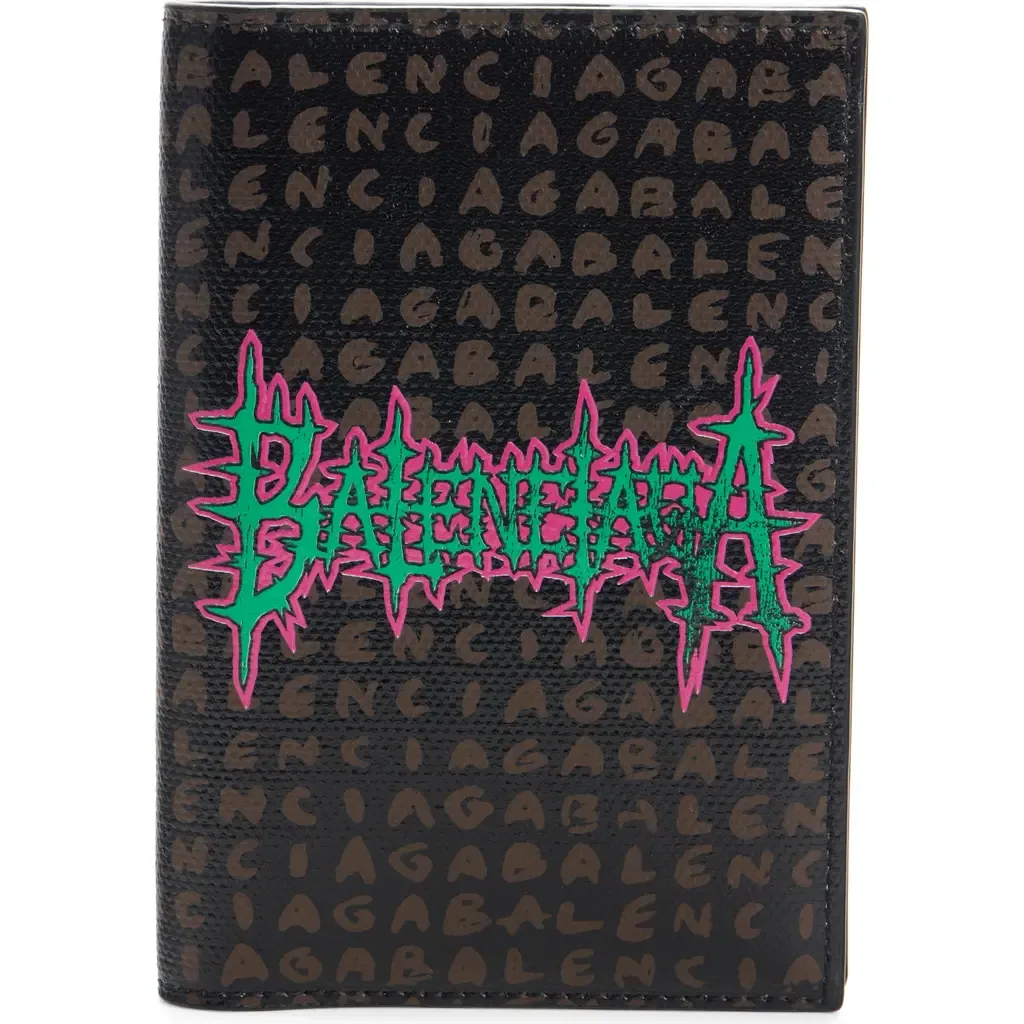 Snob Allover Logo Coated Canvas Passport Holder by Balenciaga