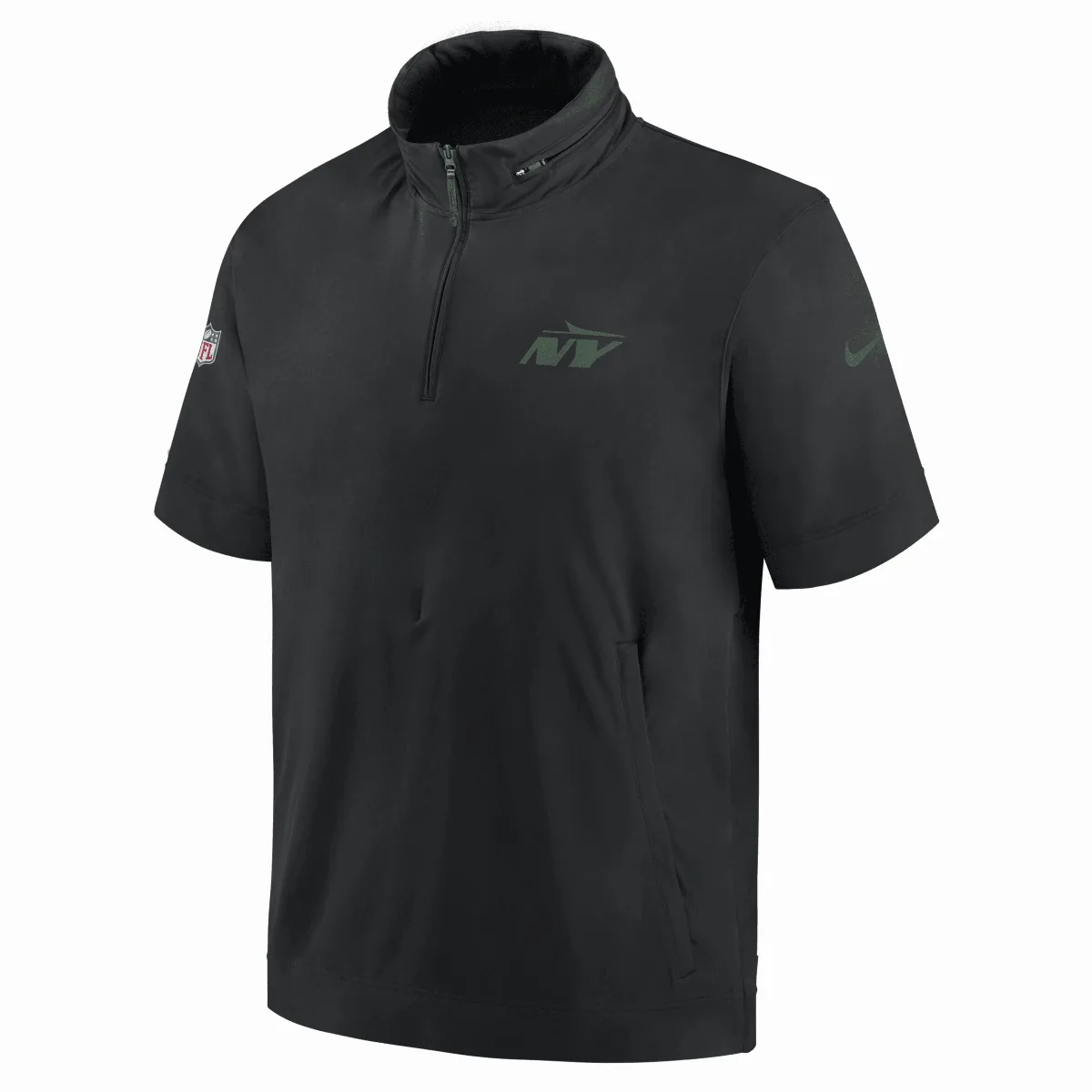 New York Jets Sideline Coach Nike NFL 1/2-Zip Short-Sleeve Hooded Jacket by Nike