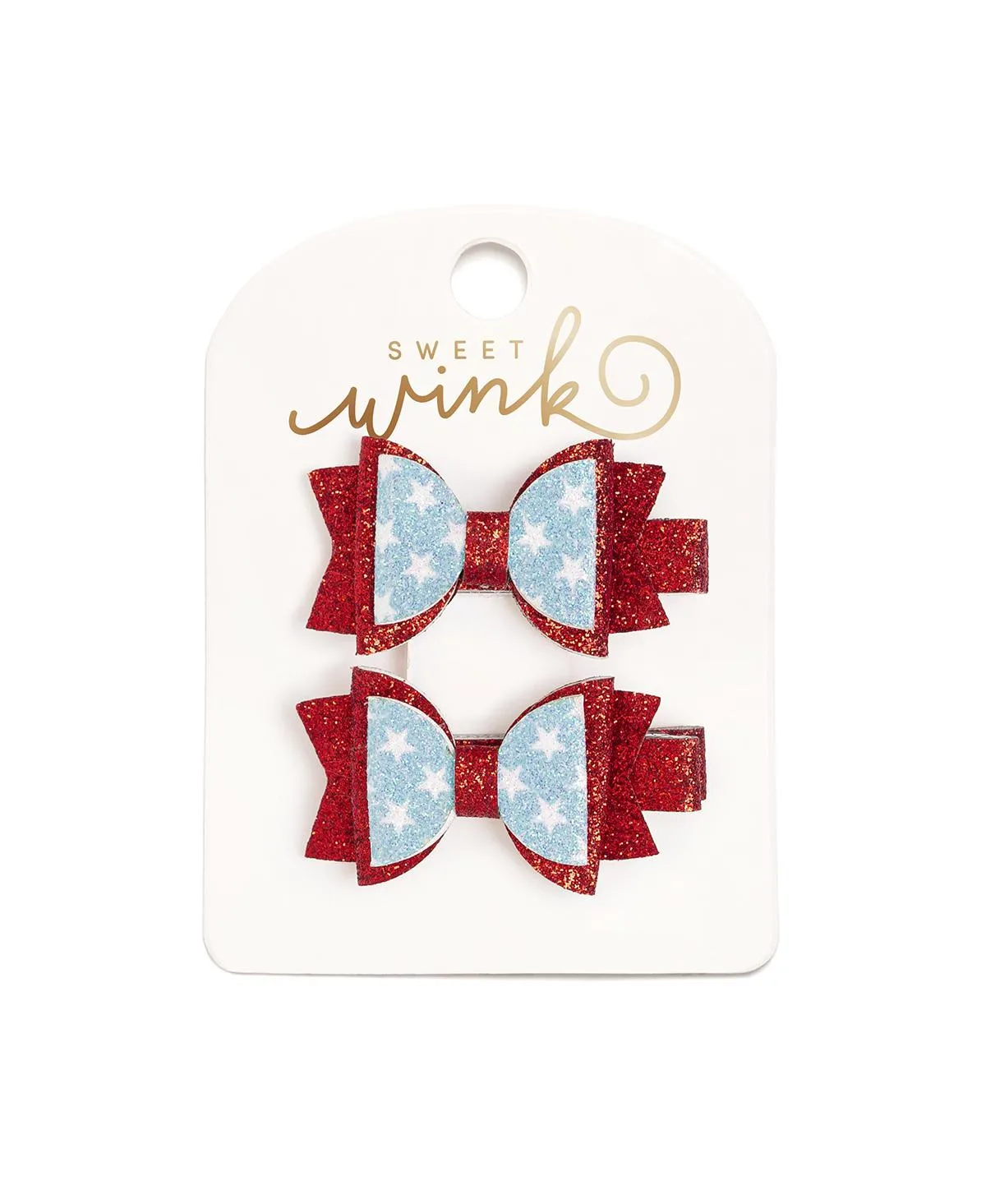 Glitter Flag Bow Clip Set by Sweet Wink