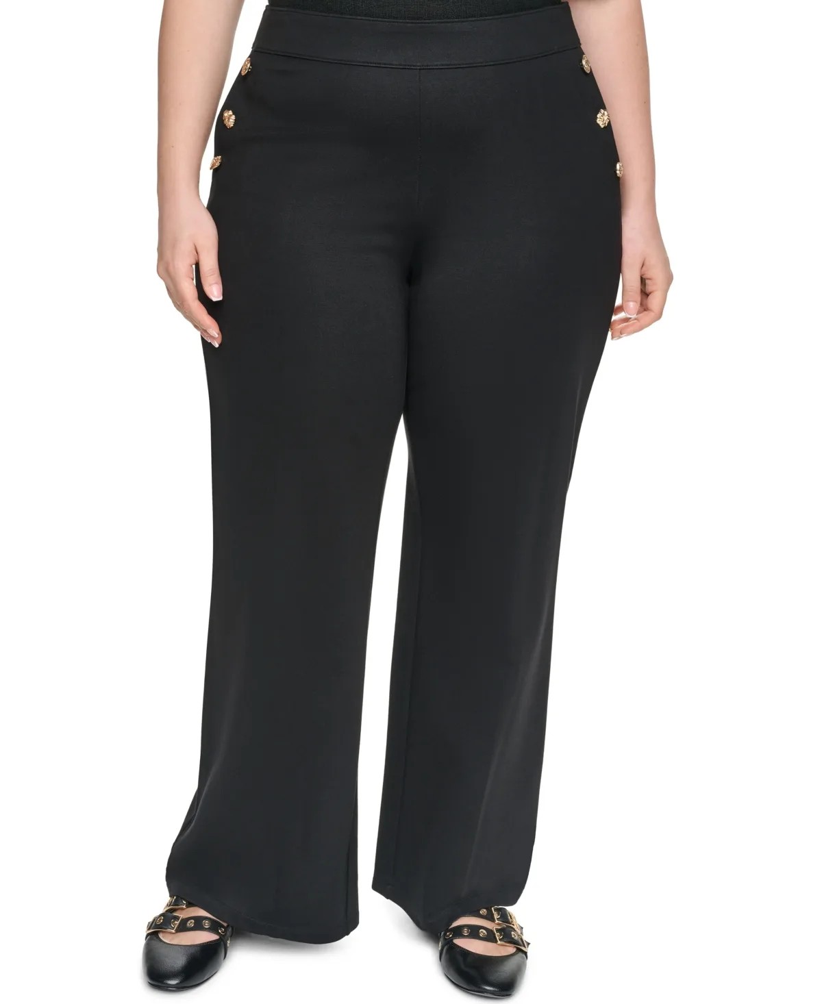 Compression Sailor Mid-Rise Straight Pants by Karl Lagerfeld Paris