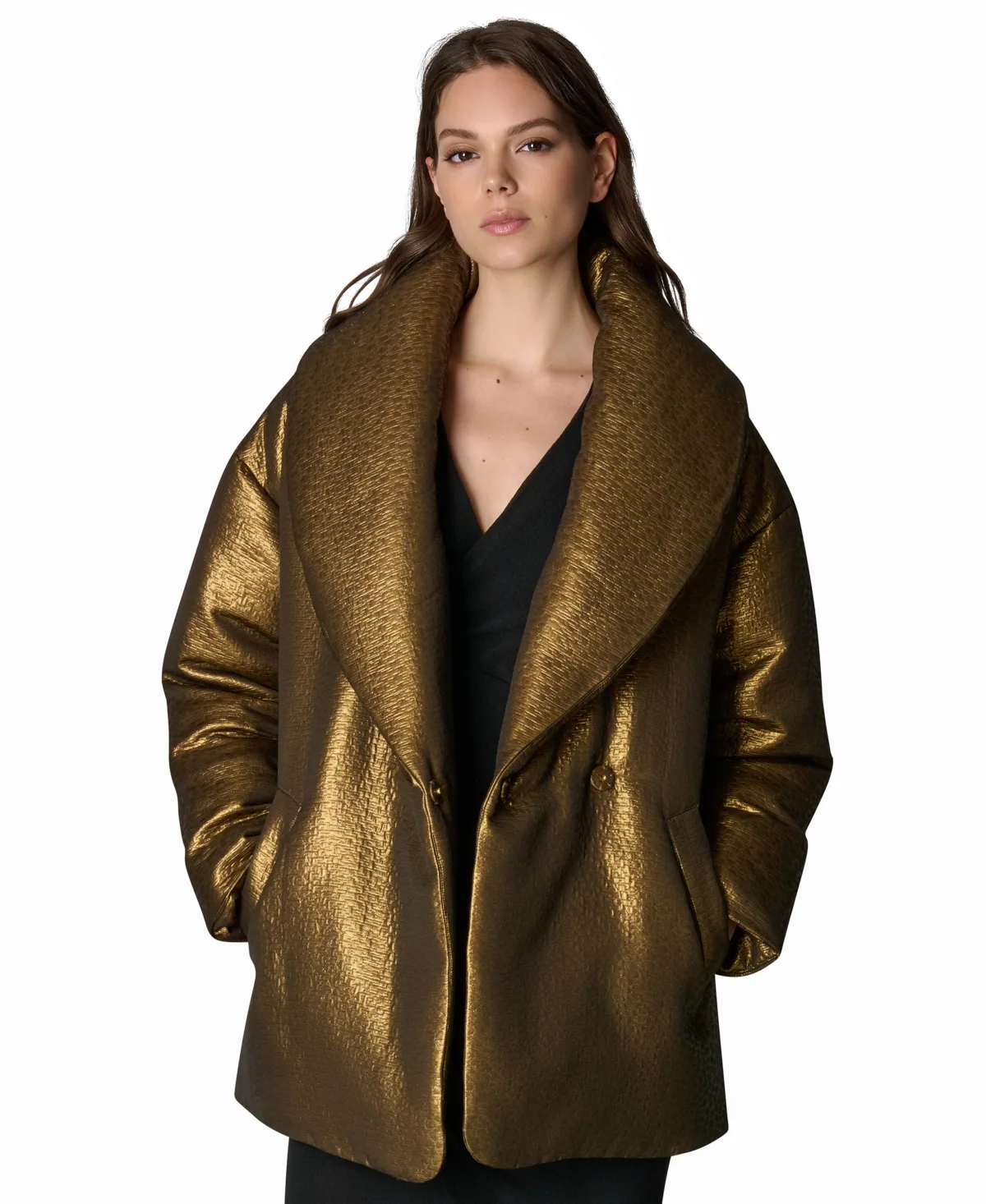 Jacquard Wrap Shawl-Collar Jacket by Donna Karan New York