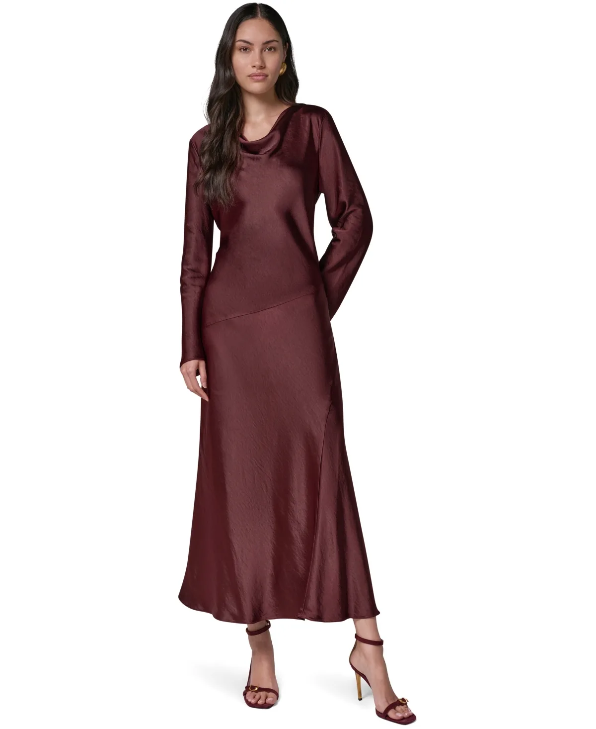 Satin Cowl Neck A-Line Dress by Donna Karan New York