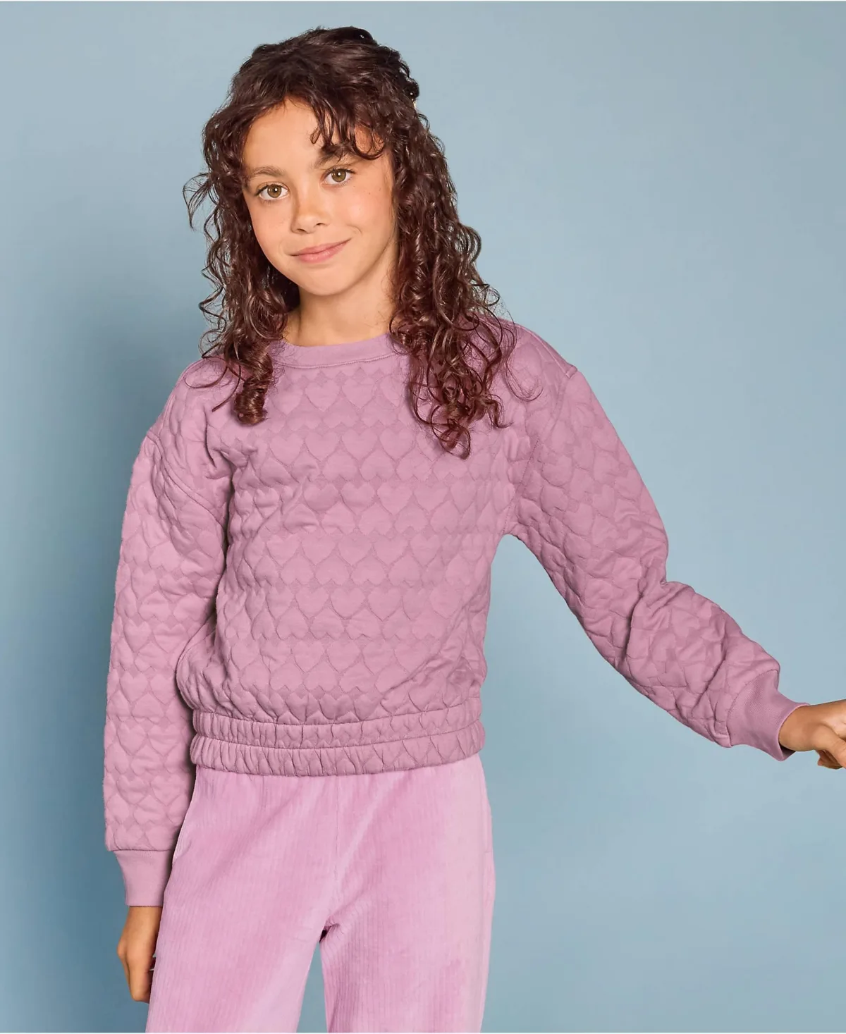 Knit Quilted Crew Neck Sweatshirt by Lands' End
