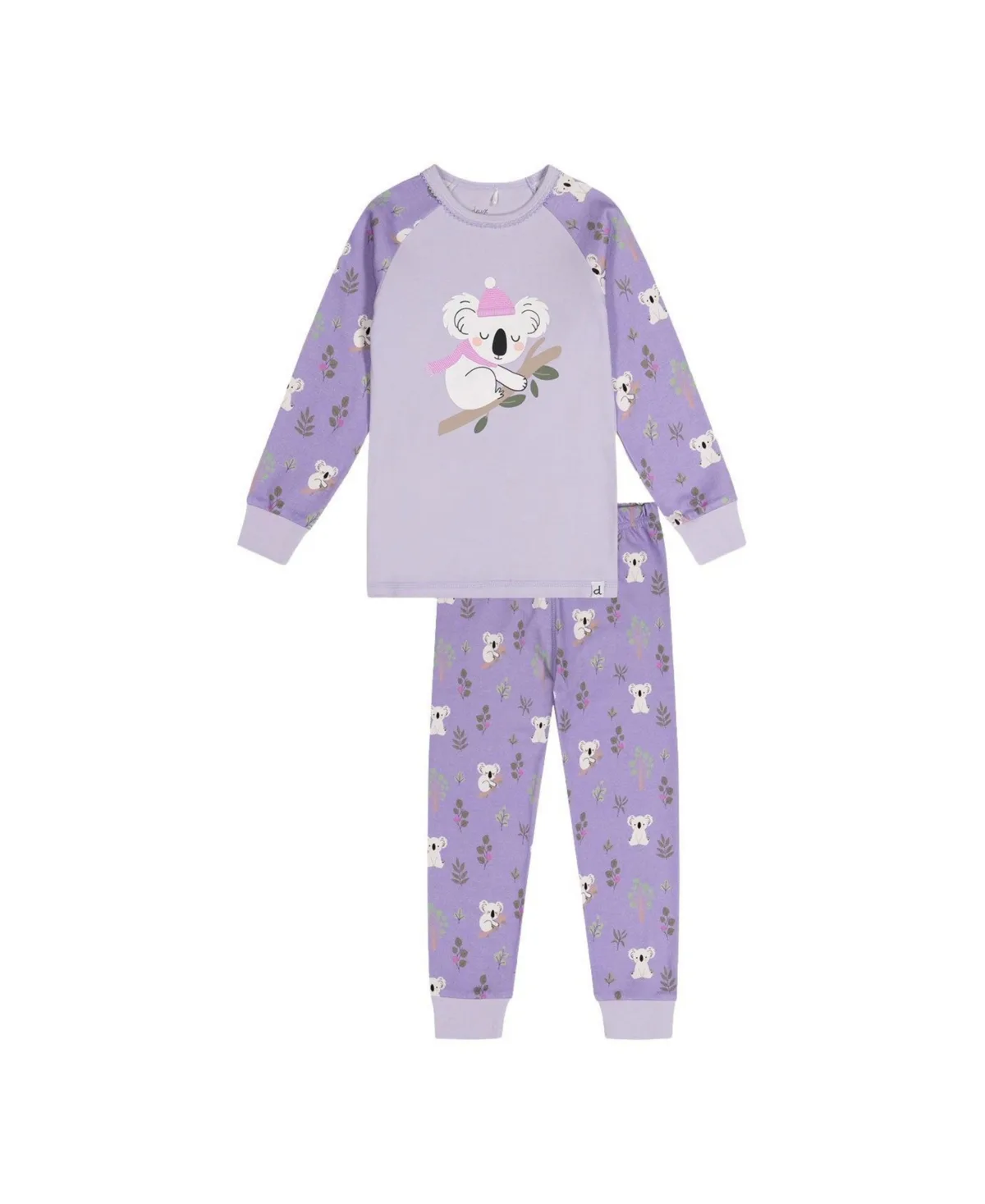 Cotton Two Piece Pajama Set Purple Koala Print by Deux Par Deux
