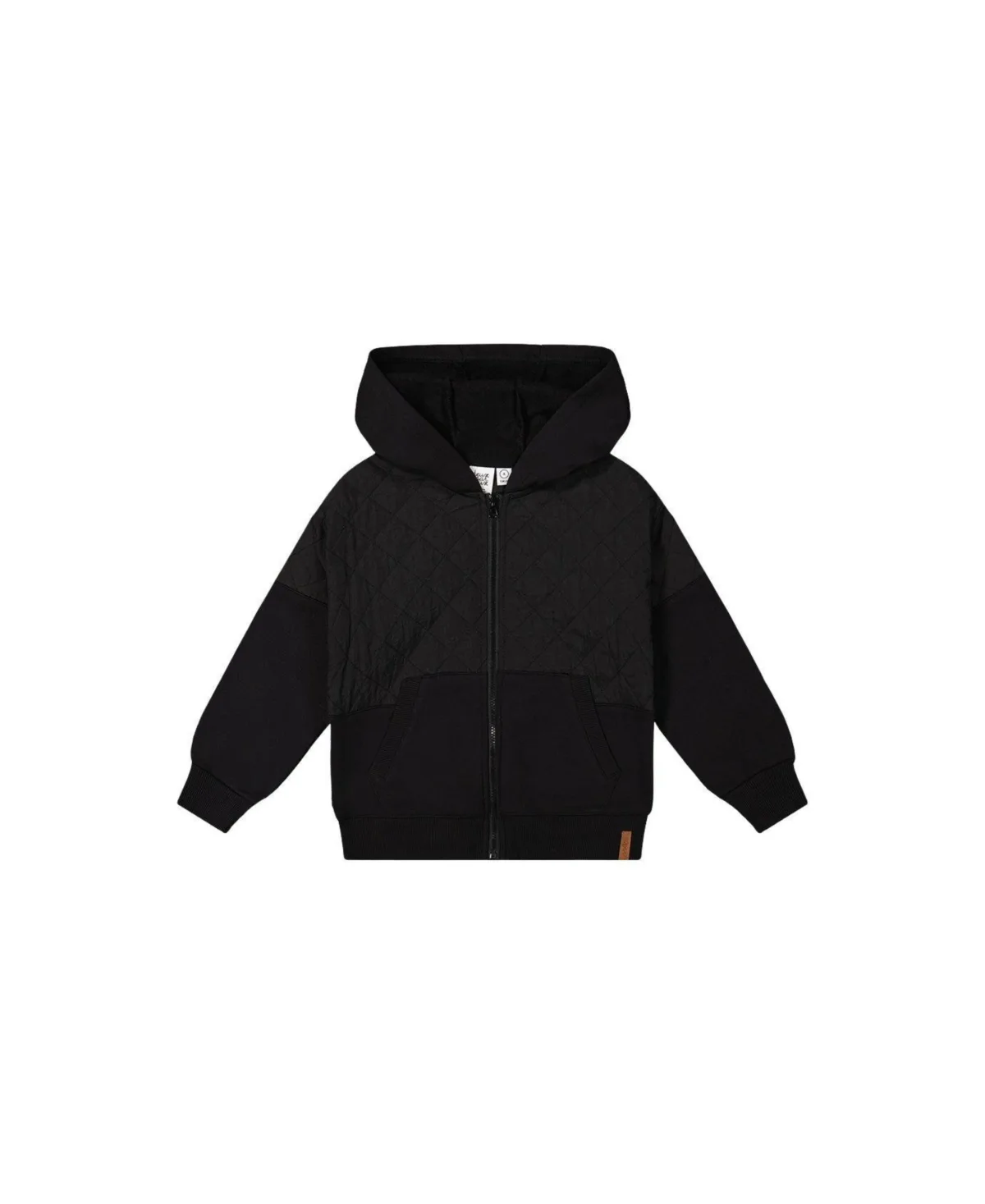 Full Zip Hooded Bi-Material Cardigan by Deux Par Deux
