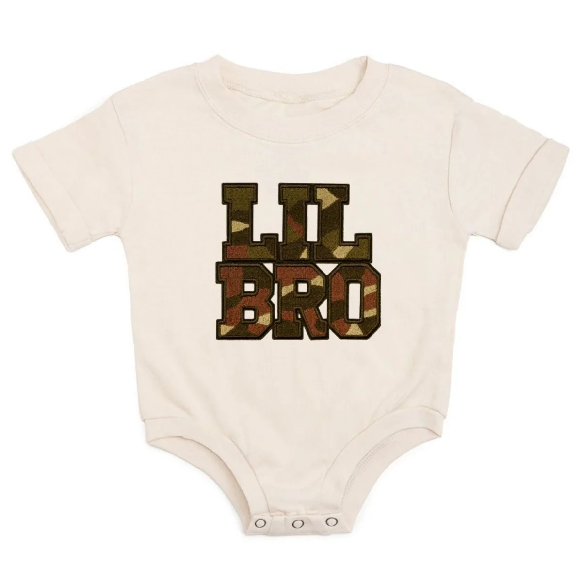 Lil Bro Camo Patch Short Sleeve Romper by Sweet Wink