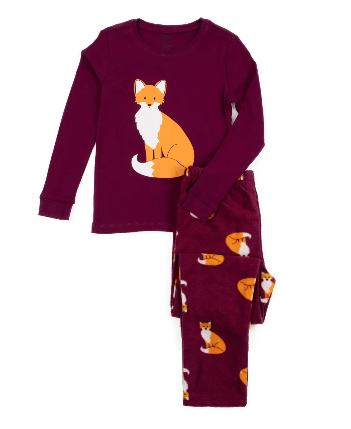 Matching Family Two-Piece Pajamas - Cotton Top and Fleece Plaid Pants by Leveret