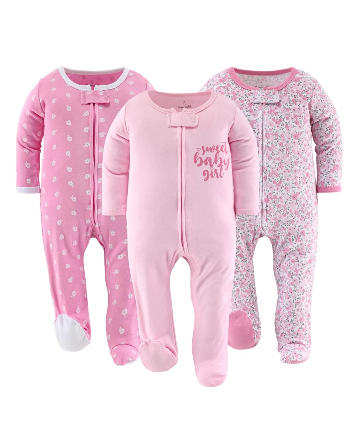 Floral Love Footed Sleepers, 3 Pack by The Peanutshell
