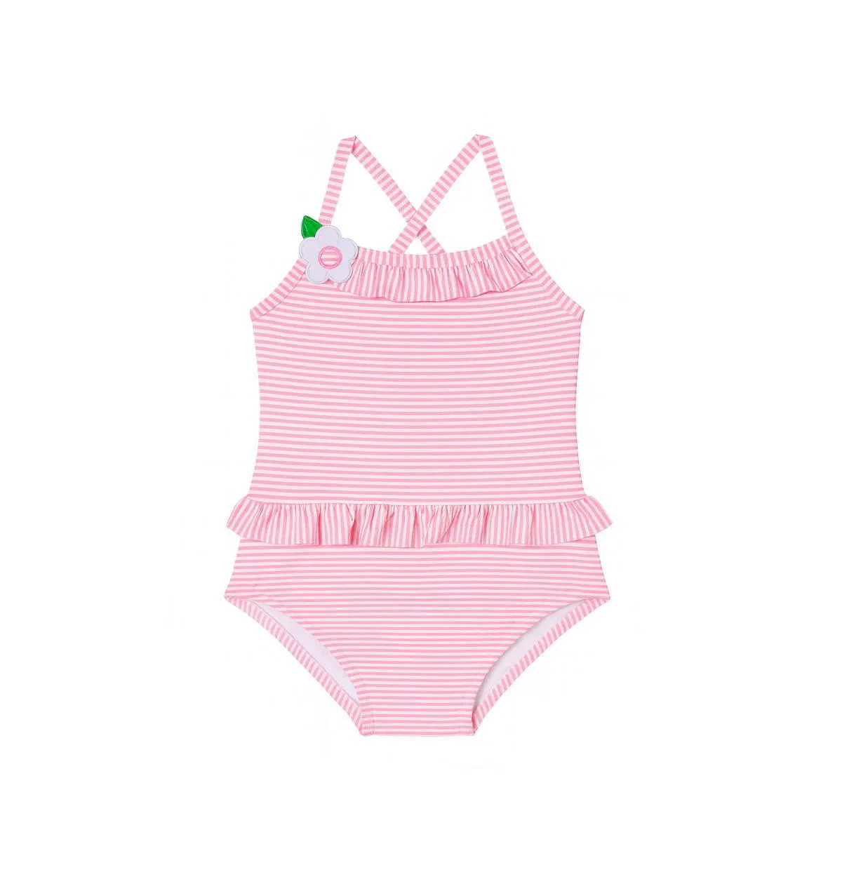 Stripe Seersucker Swimsuit with Flower by Florence Eiseman