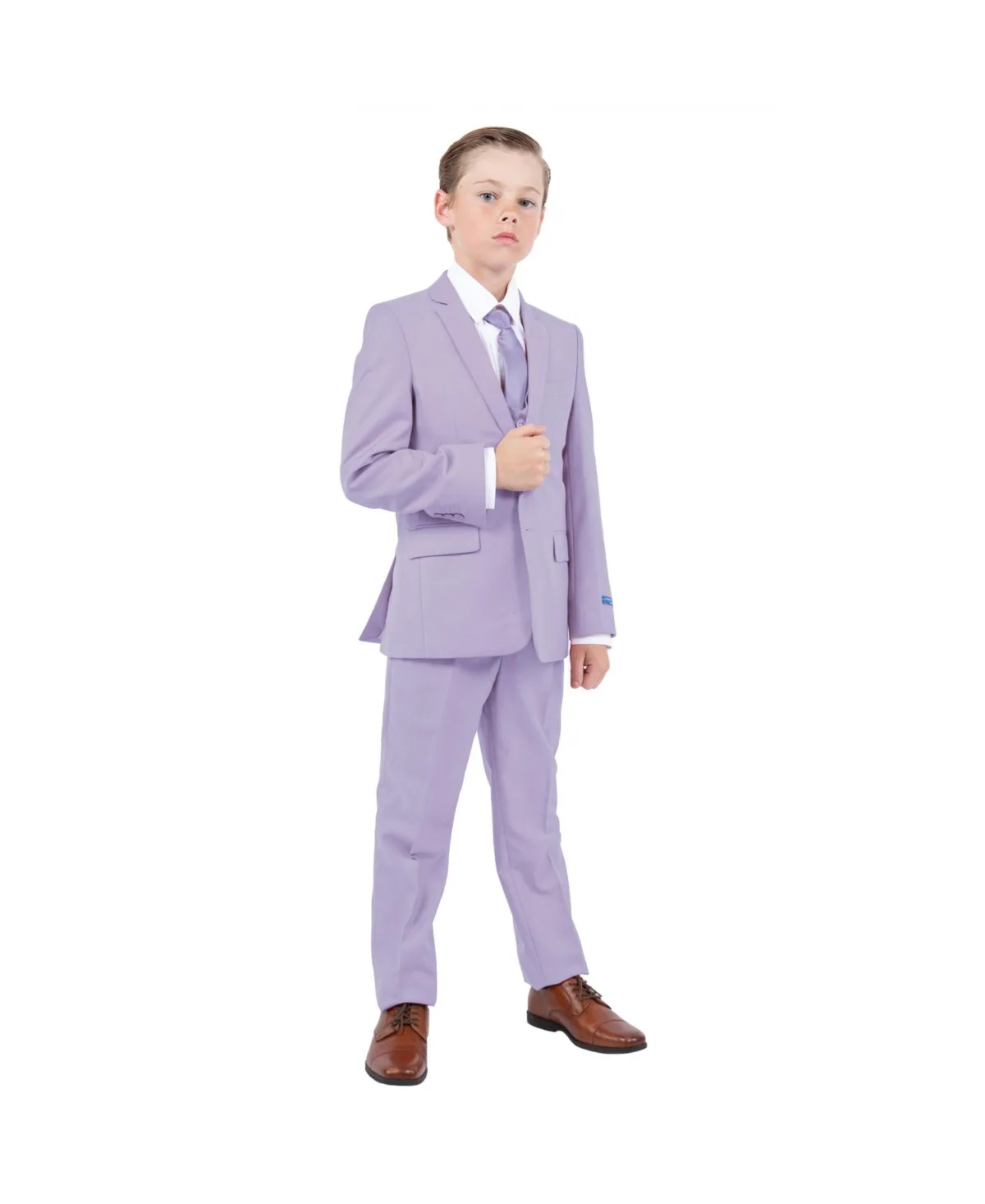 5 Piece Pastel Suit, Vest, Pants, Shirt and Tie Set by Perry Ellis