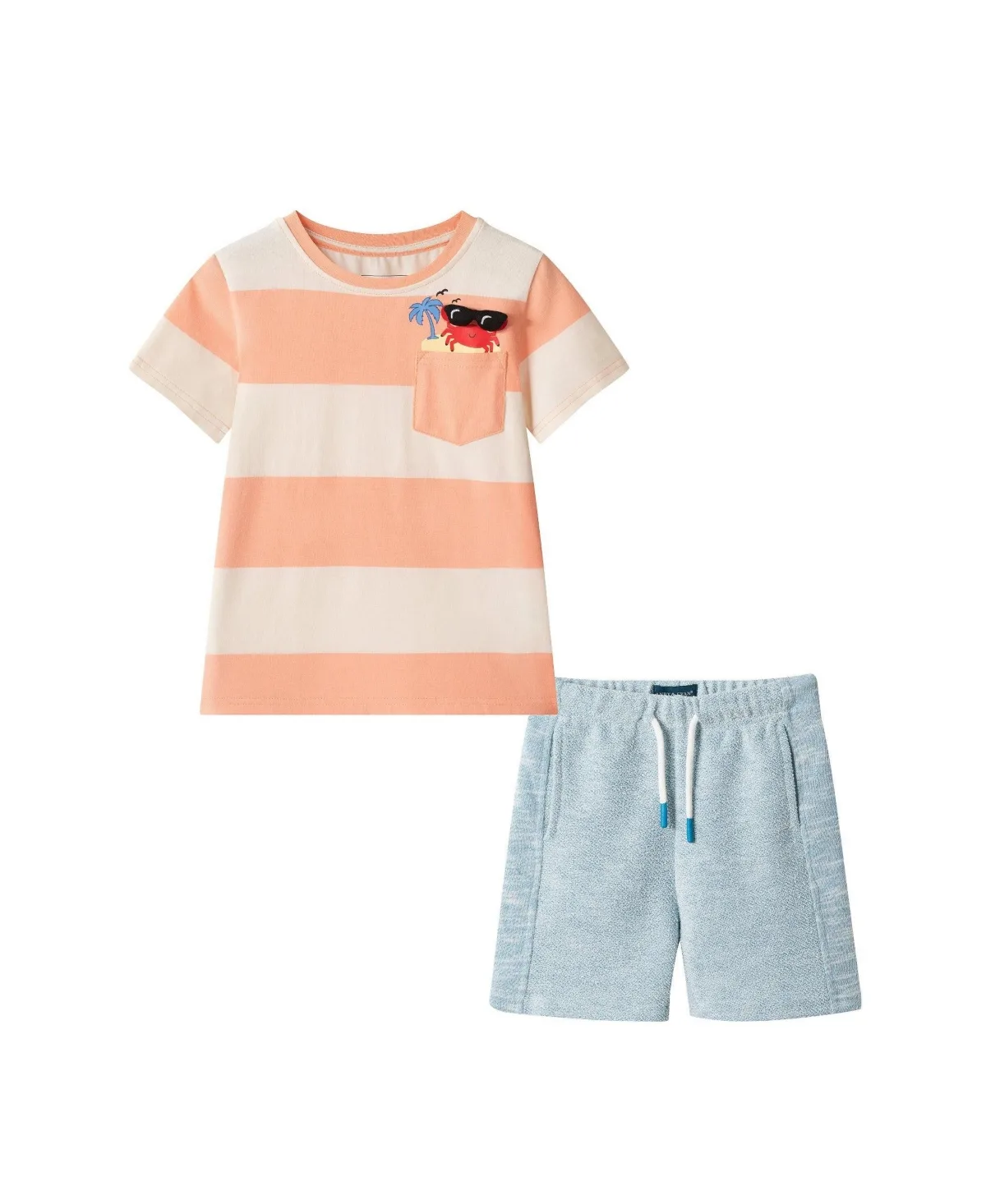 Striped Crab Graphic Pocket Tee Set by Andy & Evan