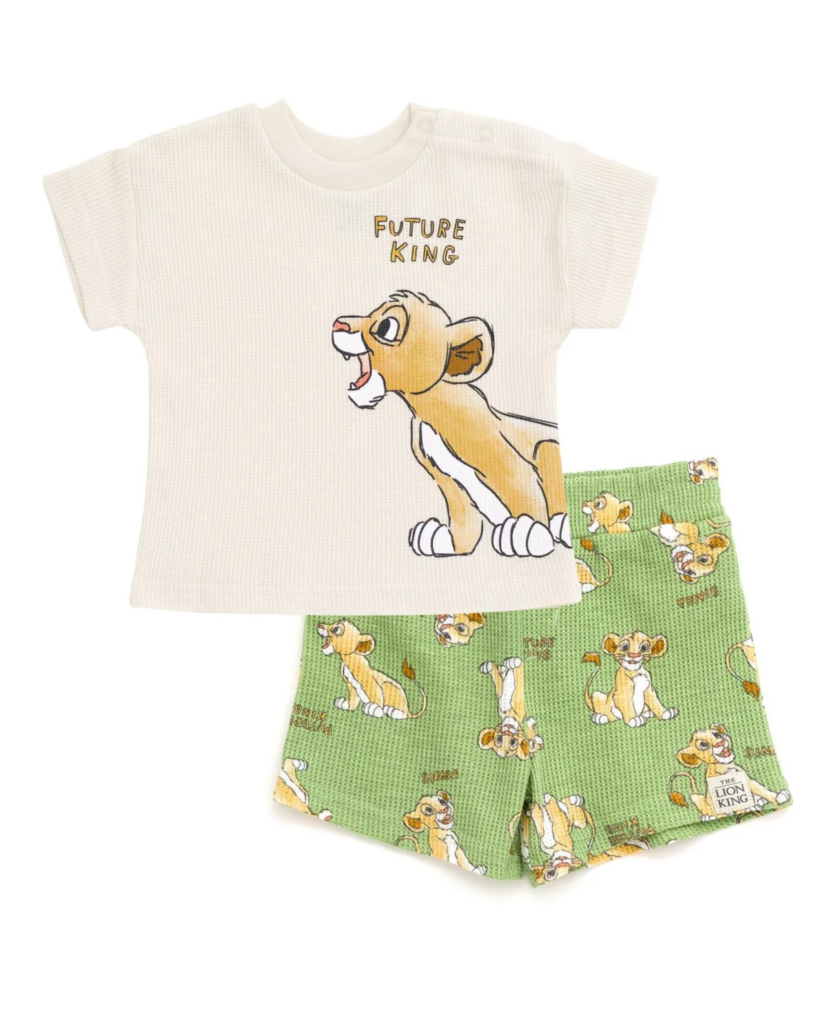 Disney Mickey Mouse Lion King Donald Duck Simba Pluto Waffle Knit T-Shirt Shorts Outfit Set by Lion King