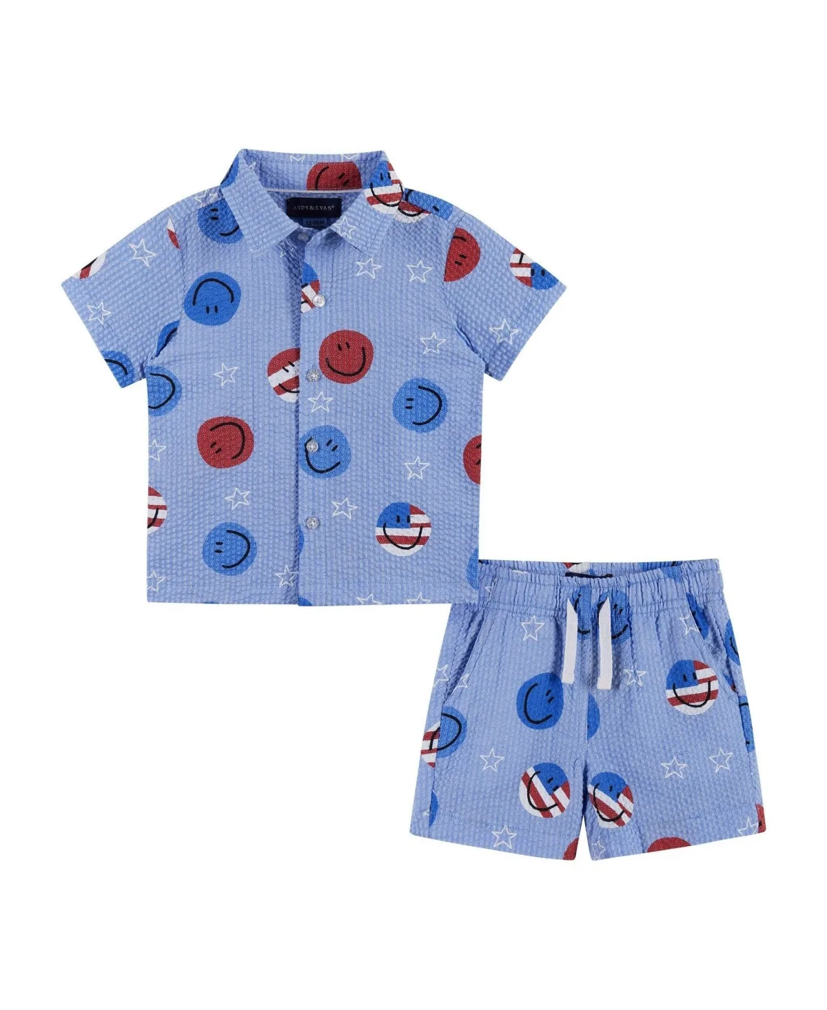 Short Sleeve Patriotic Smile Seersucker Set by Andy & Evan