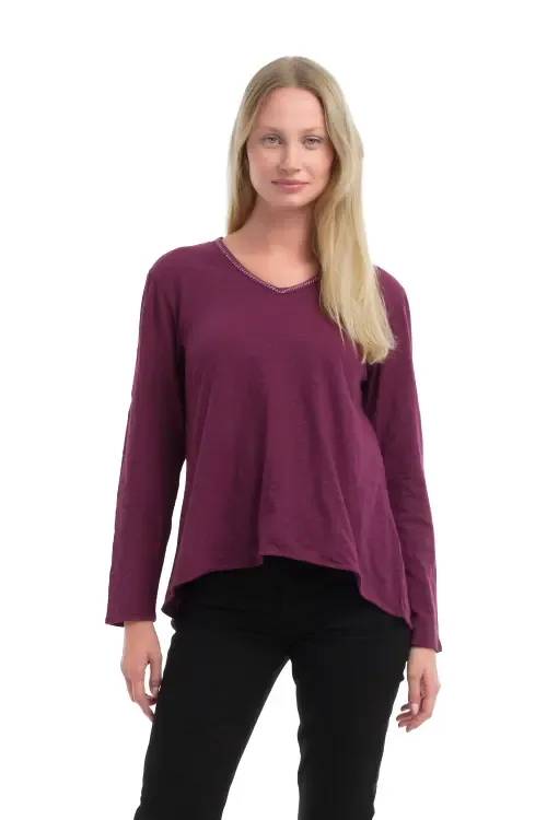 Metallic Thread V-Neck by WILT Clothing
