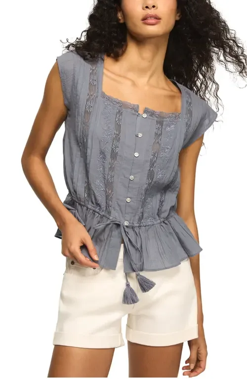 Lacy Cap Sleeve Shirt by Lucky Brand