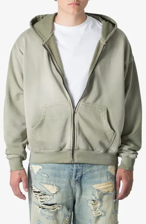 Basic Faded Cotton Zip-Up Hoodie by mnml