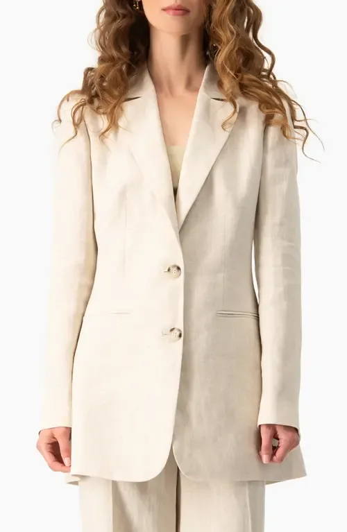Linen Tailored Two-Button Blazer by IVONNE