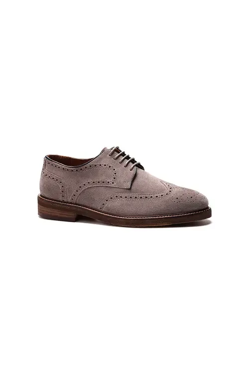 Cambridge Wingtip Lace-Up in Taupe Suede