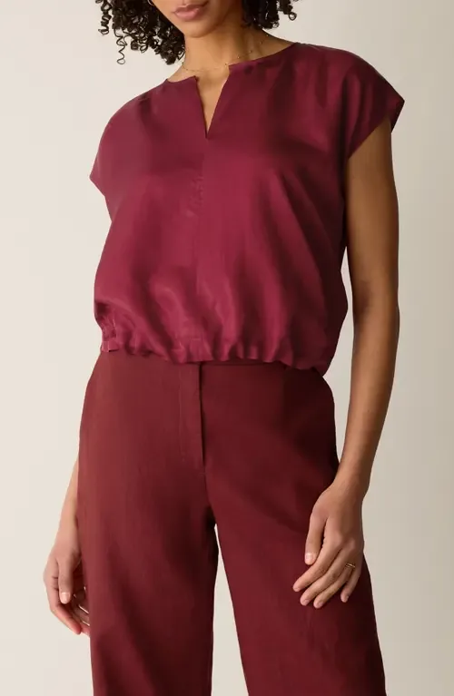 Cap Sleeve Woven Shirt by Eileen Fisher