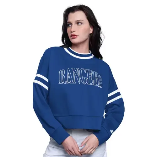 New York Rangers Power Play Cropped Pullover Sweatshirt by STARTER
