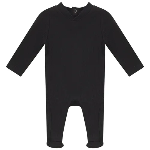 Back Snap V-Neck Ribbed Romper by Peek a boo