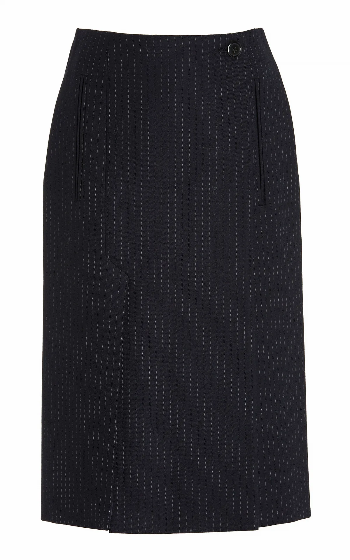 Pinstriped Wool Midi Skirt by Prada