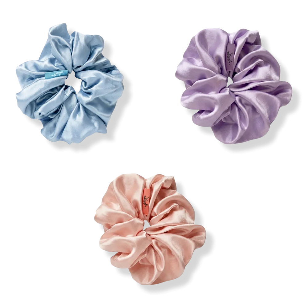 Organic Silk Pastel Dreams Oversized Scrunchie Trio by LINA LENNOX
