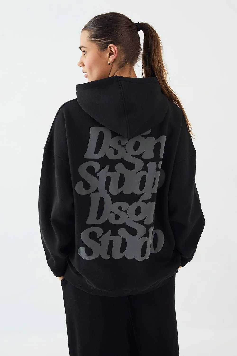 Puff Print Slogan Oversized Hoodie by DSGN Studio