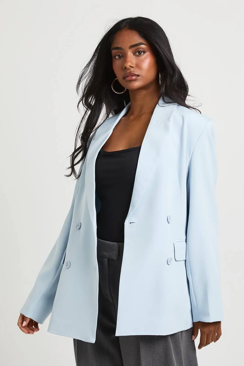 Double Breasted Barrel Sleeve Blazer by boohoo