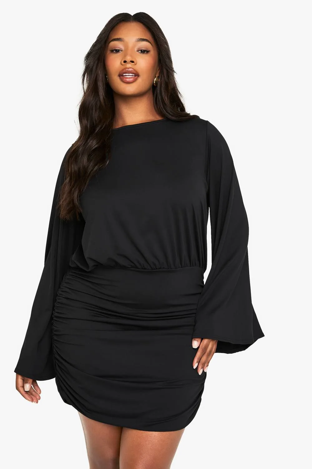 Premium Draped Batwing Mini Dress by boohoo