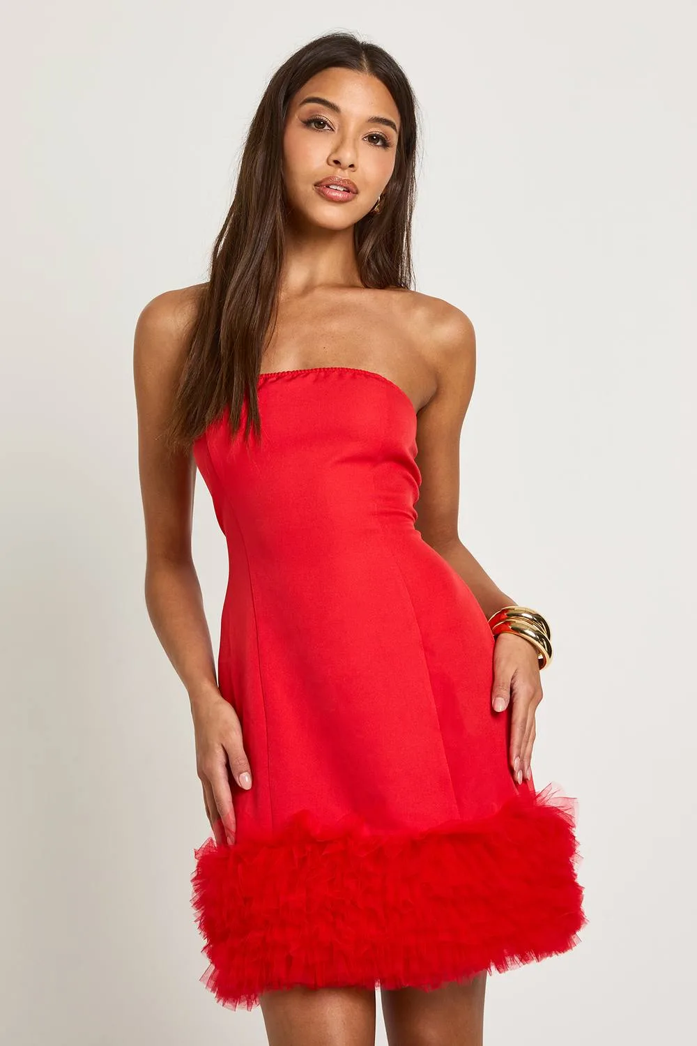 Ruffle Hem Mini Dress