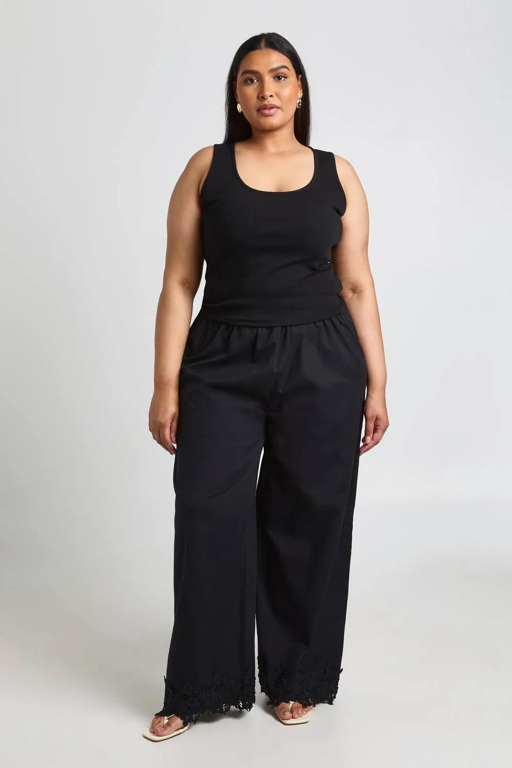 Broderie Cut Work Detail Wide Leg Trouser by boohoo
