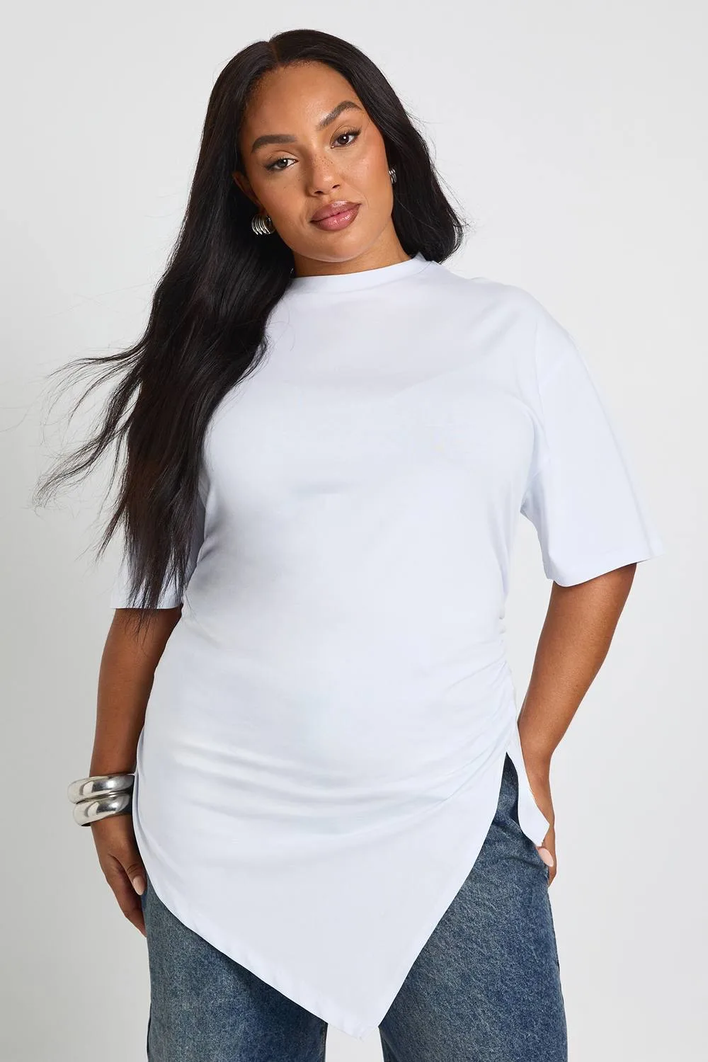 Split Side Ruched T-Shirt by boohoo