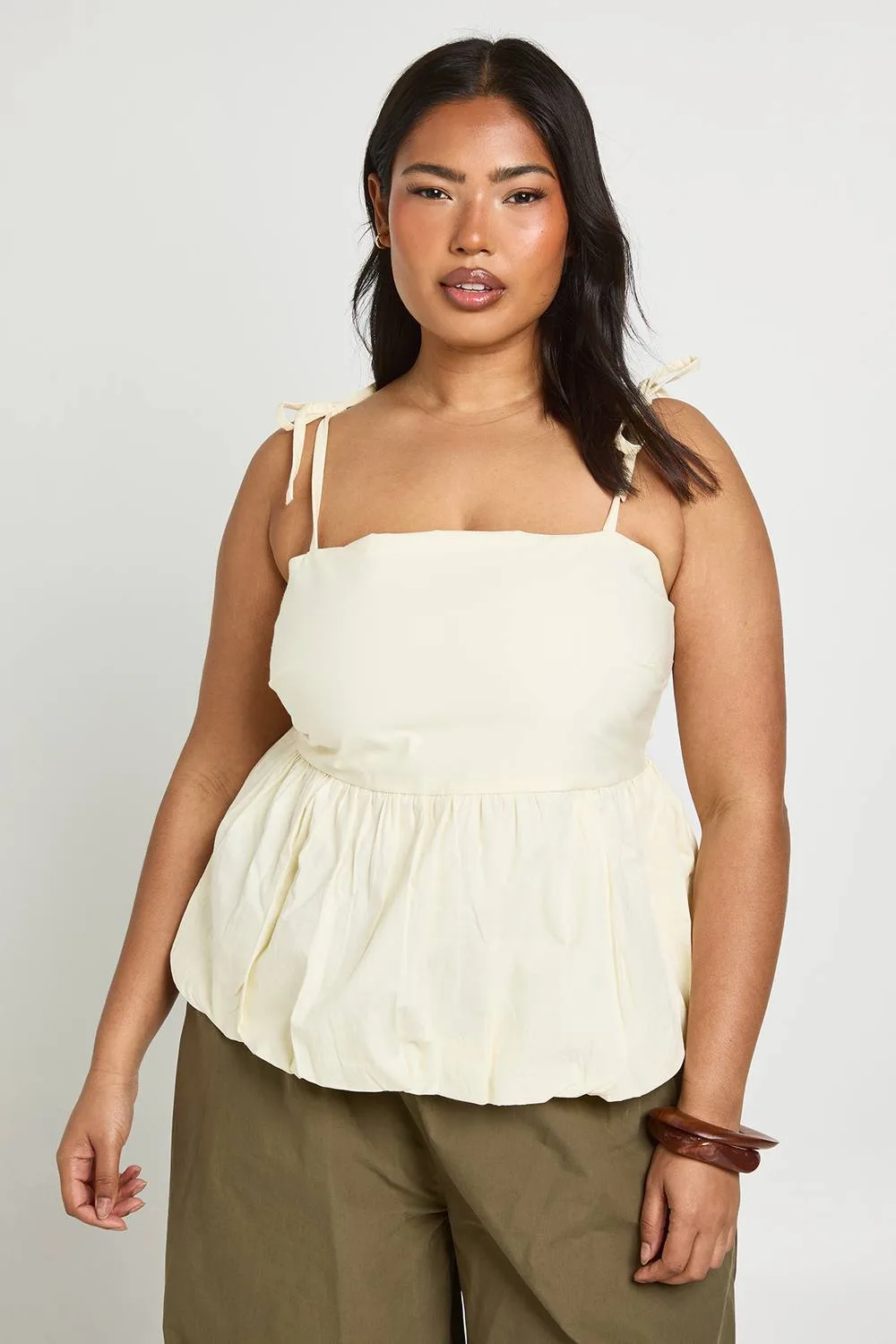 Cotton Poplin Puff Ball Smock Top by boohoo