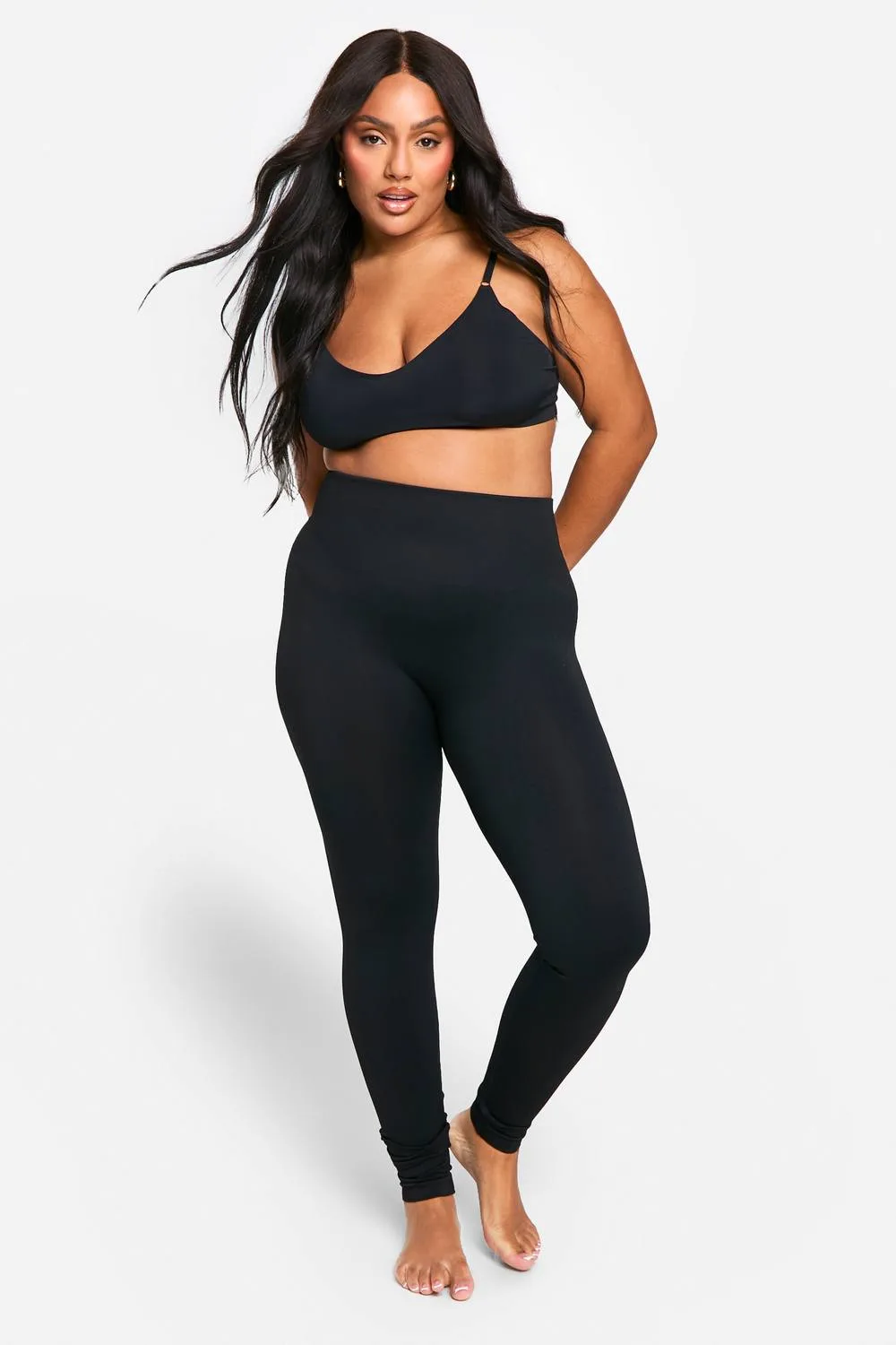 Tummy Control Seamless Rib Leggings Pants by boohoo