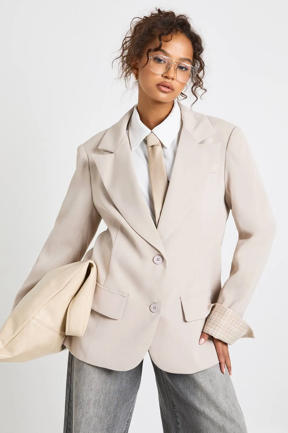 Foldover Sleeve Tailored Blazer by boohoo