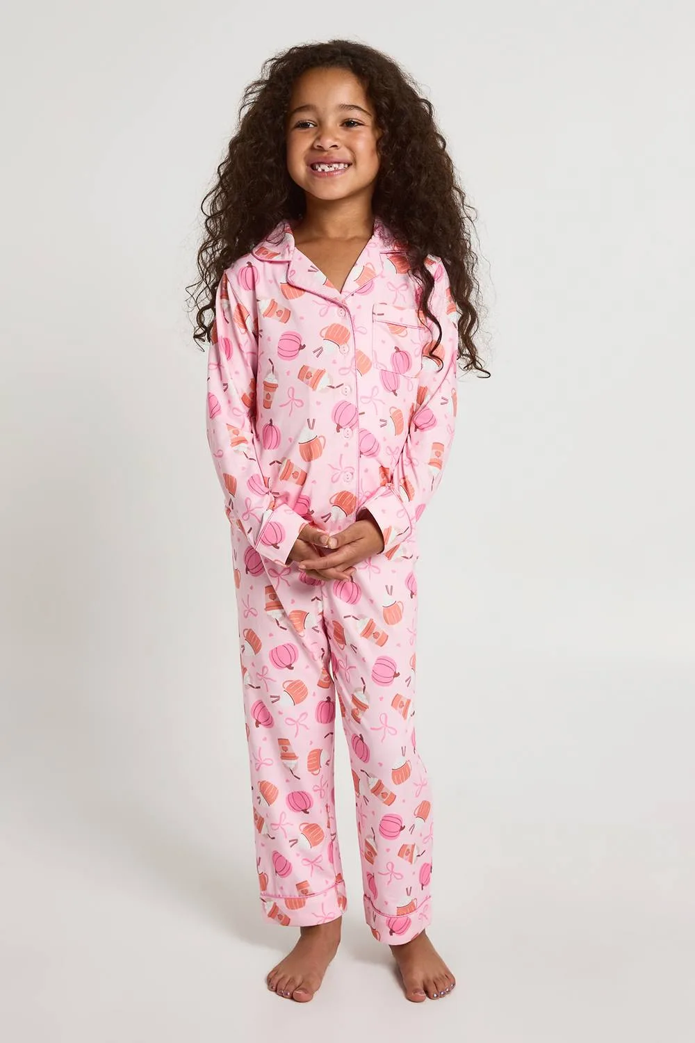 Matching Family Super Soft Pumpkin Bow Print Long Sleeve Shirt & Trousers Pyjama Set by boohoo