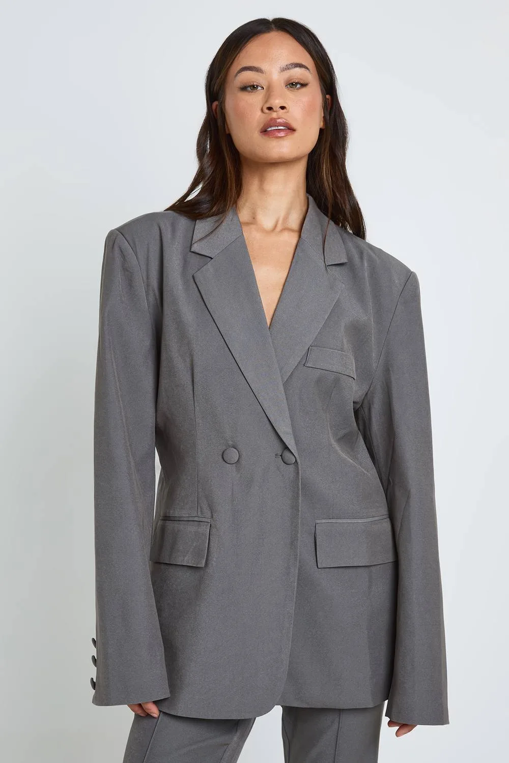 Double Breasted Cinched Waist Tailored Blazer by boohoo