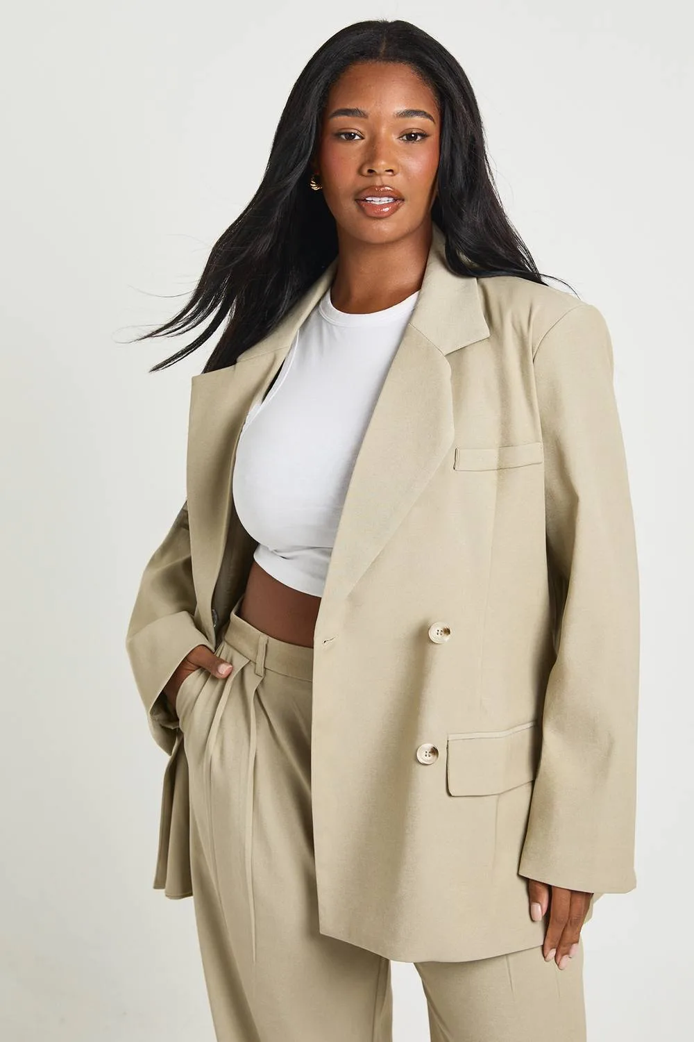 Oversized Horn Button Blazer by boohoo