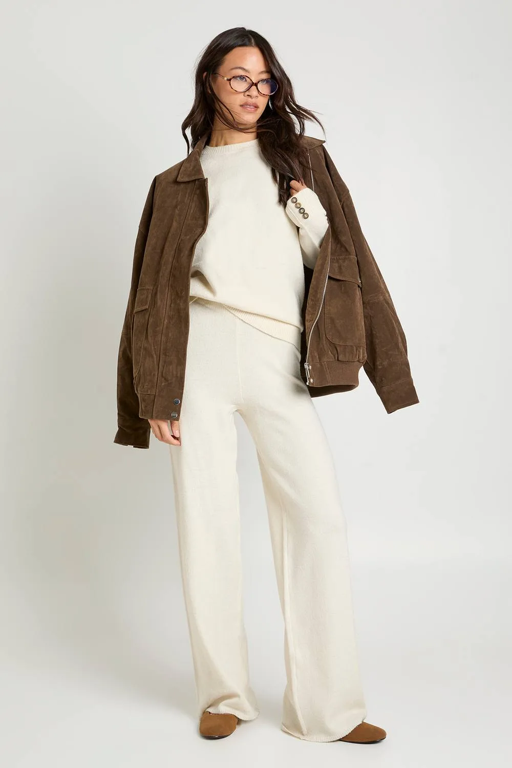 Tall Super Soft Button Cuff Detail Oversized Jumper & Wide Leg Trouser Co-Ord by boohoo