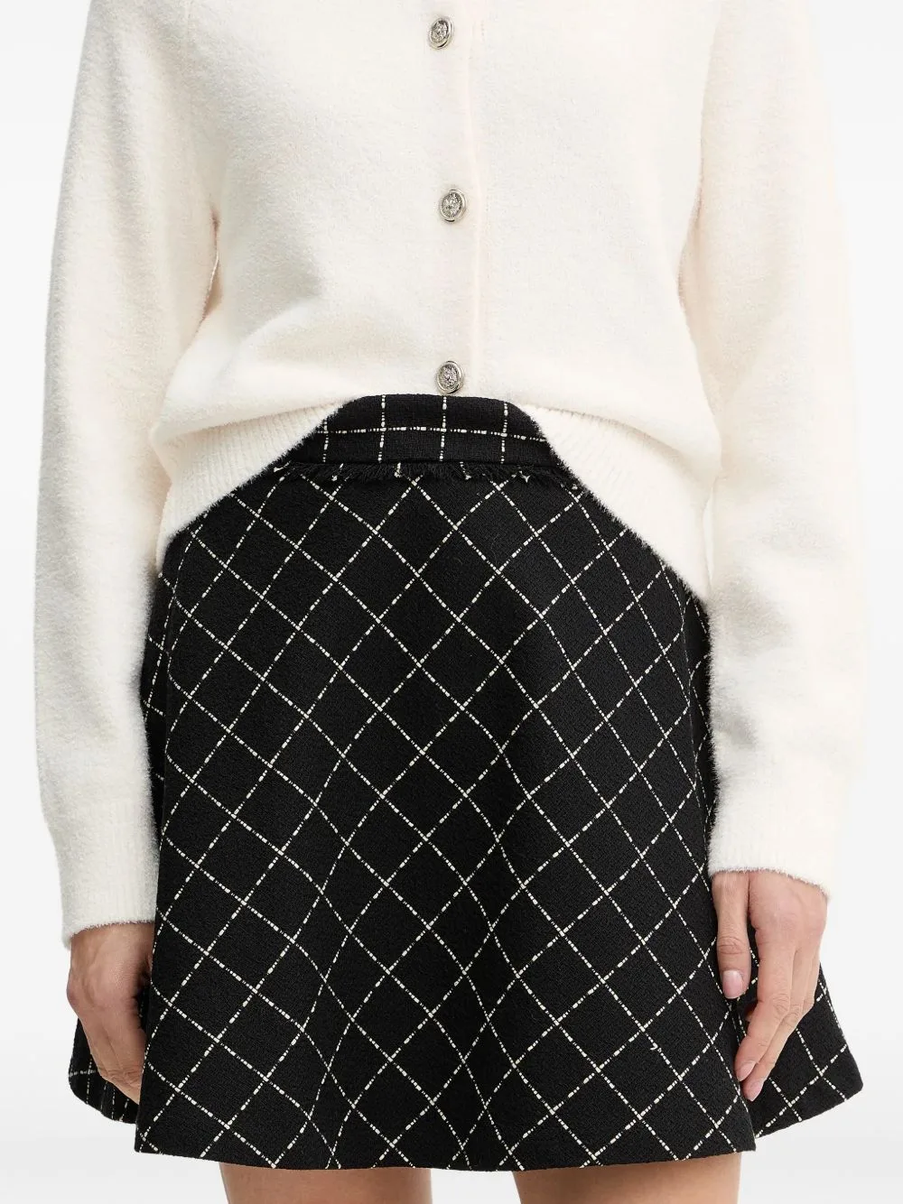 Jilma Check-Pattern A-Line Mini Skirt by Morgan