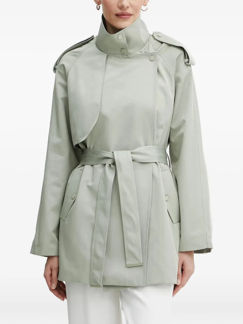 Belted High-Neck Coat by Morgan
