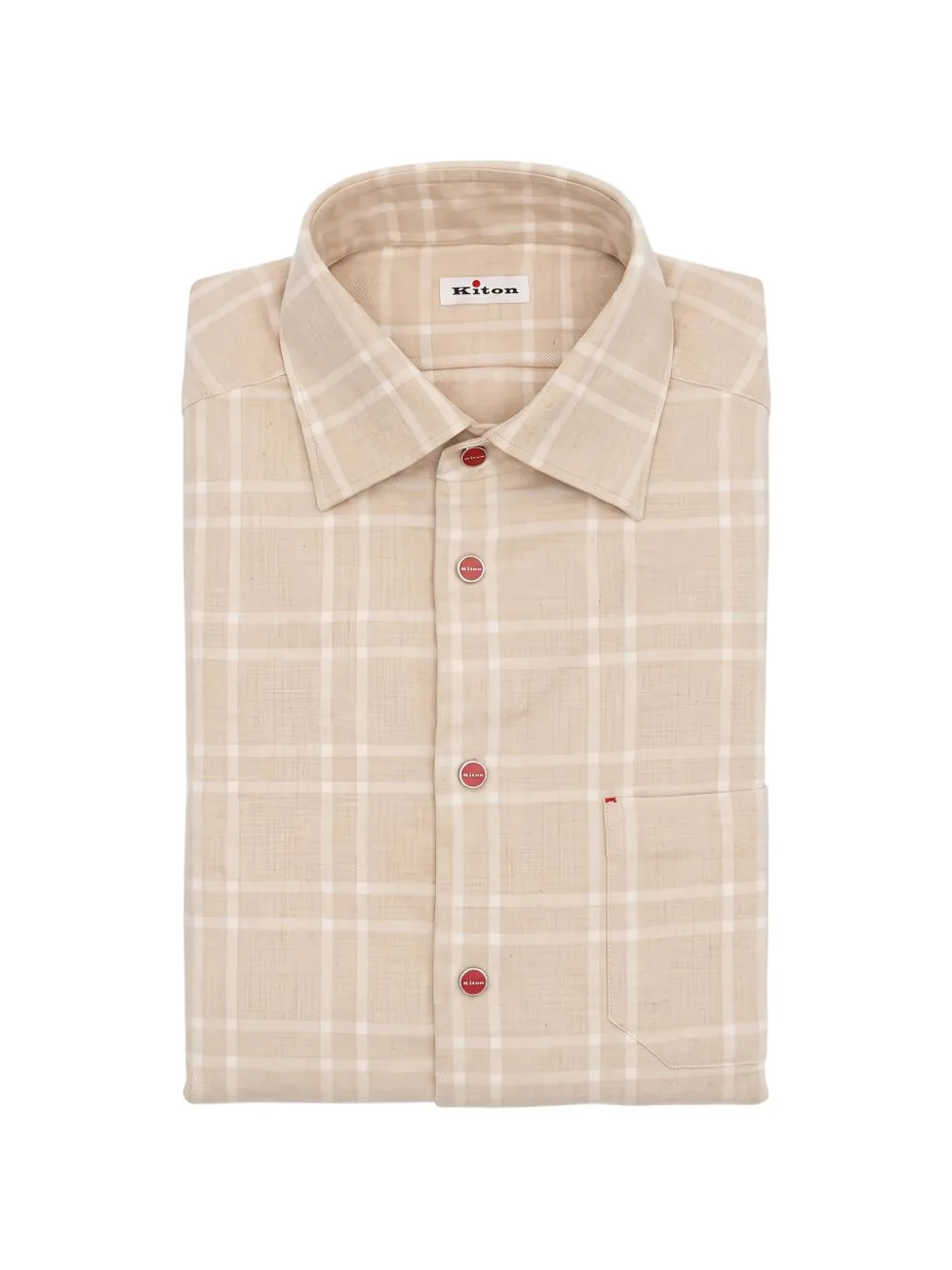 Check-Pattern Button-Down Shirt by Kiton