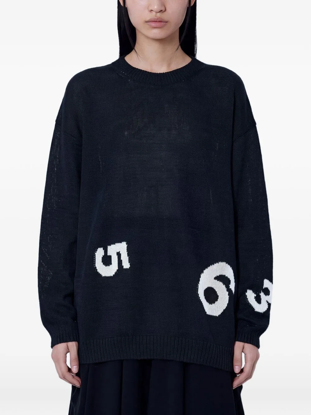 Numeric-Motif Long-Sleeve Sweater by Yohji Yamamoto