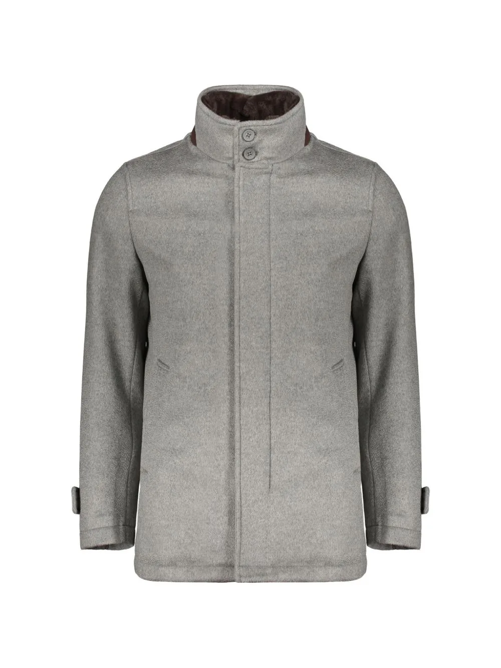 Cashmere High-Neck Single-Breasted Coat by Herno