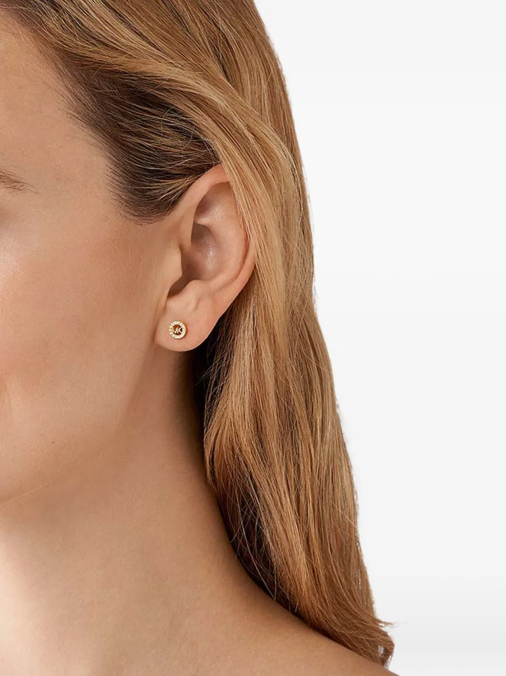 MK-logo Crystal-Embellished Earrings by Michael Kors