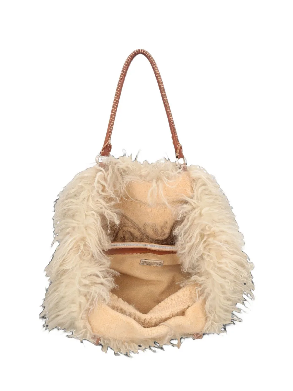 Embroidered Shearling Tote Bag by Ermanno Scervino Vintage