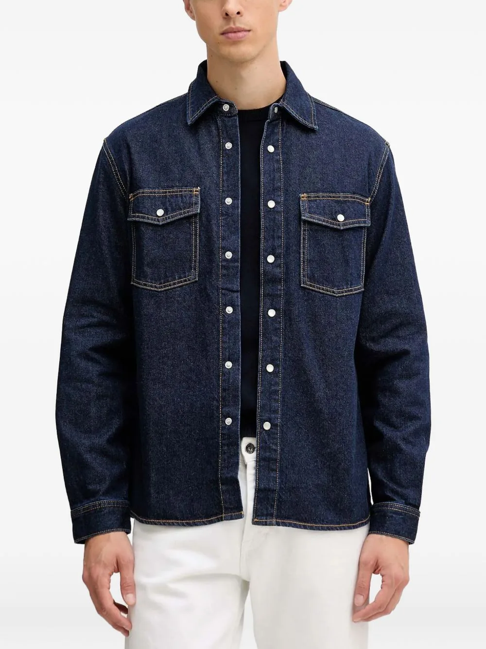 Button-Up Denim Overshirt by Benetton