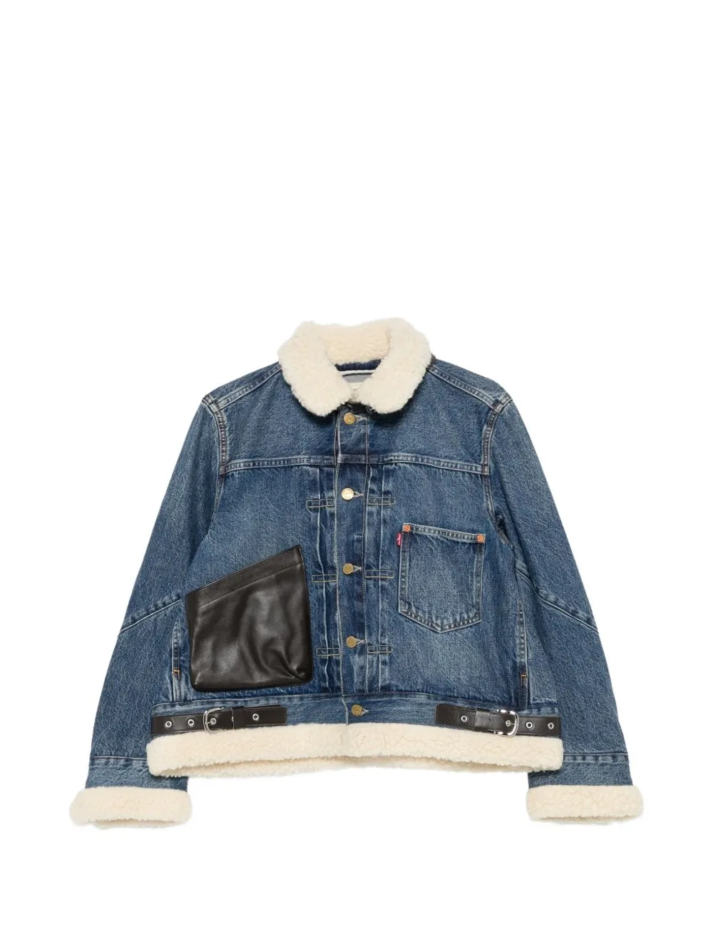 Shearling-Trim Denim Jacket by sacai