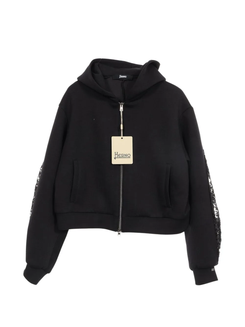 2020s Sequin-Embellished Zip-Up Hoodie by Herno